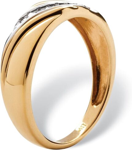 خاتم PalmBeach للرجال من الذهب الأصفر عيار 10 قيراط دائري من الألماس الأصلي (1/7 قيراط، I Color، I3 Clarity) مقاسات 9-13 in Kuwait