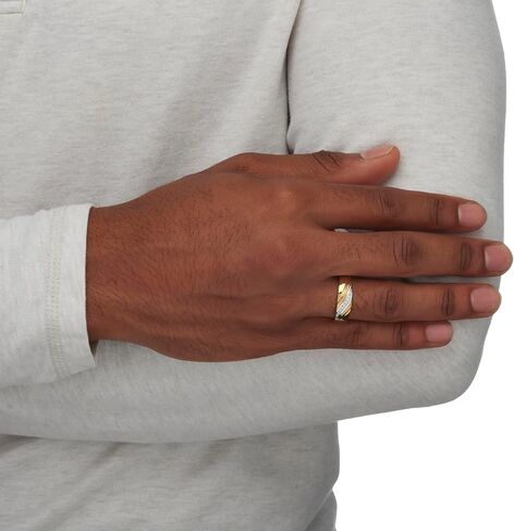 خاتم PalmBeach للرجال من الذهب الأصفر عيار 10 قيراط دائري من الألماس الأصلي (1/7 قيراط، I Color، I3 Clarity) مقاسات 9-13 in Kuwait