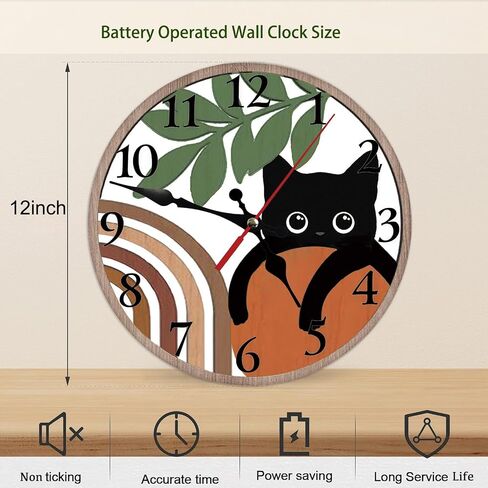 Unique Octopus Nautical World Map Silent Non Ticking Wall Clock 12 Inch, Battery Operated, Round Wood Wall Clocks, for Living Room Kitchen Bedroom Bathroom Office Decorative Coastal Gift in Saudi Arabia