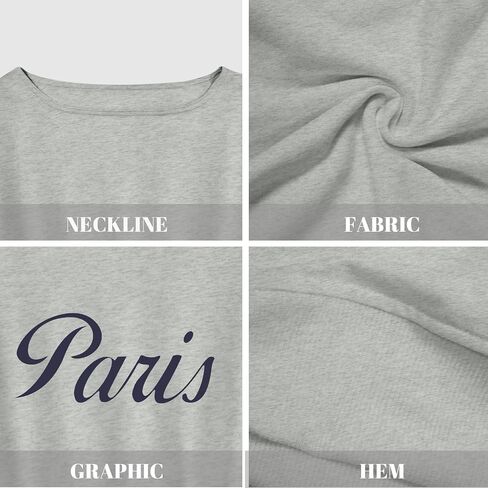 Paris Off The Shoulder Sweatshirt for Women Vintage Letter Graphic Print Casual Long Sleeve Shirt Pullover Tops in Saudi Arabia
