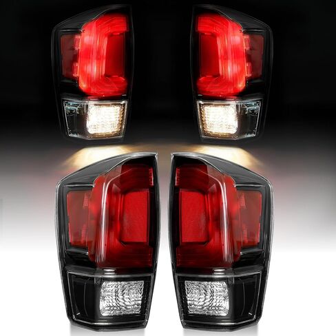 زوج من مصابيح خلفية سوداء من Mayello مع مصابيح مناسبة لشاحنات Toyota Tacoma 2016-2023، استبدال التوصيل والتشغيل in Kuwait