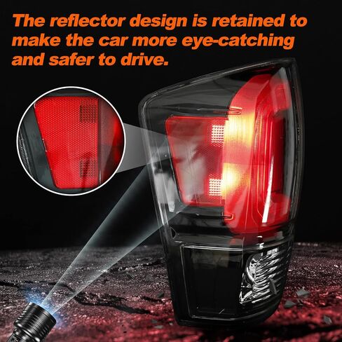 زوج من مصابيح خلفية سوداء من Mayello مع مصابيح مناسبة لشاحنات Toyota Tacoma 2016-2023، استبدال التوصيل والتشغيل in Kuwait