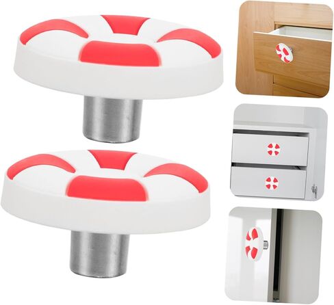 HOMSFOU Cute Lifebuoy Pulls for Boys and Girls' Wardrobe 2pcs Plastic Handles Coastal Knobs Cabinet Hardware in Saudi Arabia