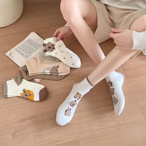 5 Pairs Women's Cute Capybara Cartoon Ankle Socks,Soft Breathable Casual Socks for Daily Wear，Home in Saudi Arabia