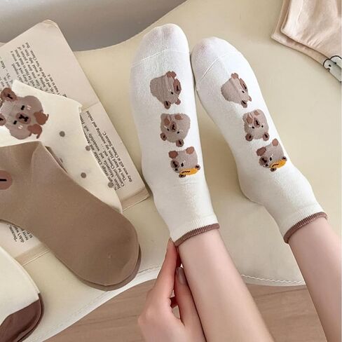 5 Pairs Women's Cute Capybara Cartoon Ankle Socks,Soft Breathable Casual Socks for Daily Wear，Home in Saudi Arabia