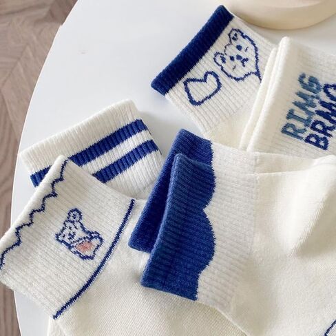 Cartoon Multi-Patterned Bear Strawberry Cute Cotton Ankle Socks for Women Size 5-8 5 Pack Gift in Saudi Arabia