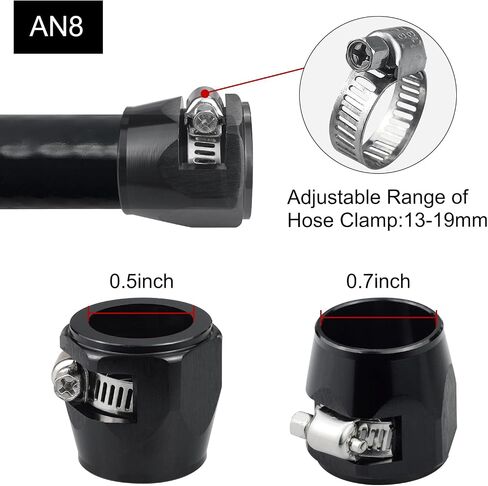12AN Hose Finisher Clamp Aluminium Black for Stainless Braided Hoses,Rubber Hoses end Finisher in Kuwait
