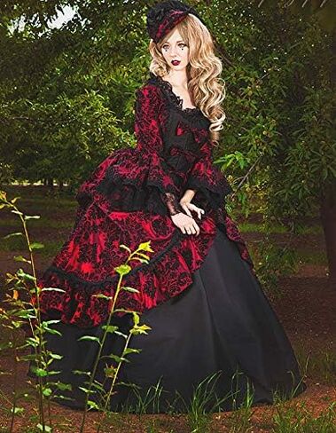 فستان CountryWomen من عصر النهضة الفيكتوري الداكن للحفلات الراقصة، فستان مسرحي خيالي، ملابس Steampunk القوطية in Kuwait
