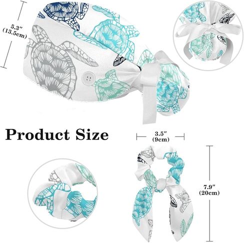 Tortoise Sea Turtle Pattern Scrub Caps Women with Button Adjustable Hats Surgical Bouffant Caps for Women with Hairband in Saudi Arabia