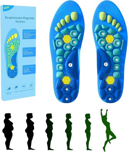 Magnetic Insoles, 1 Pair Acupressure Insoles for Arch Support, Shoe Insoles for Women Men, Gel Insoles Reflexology Relieve Fatigue Orthopedic Acupoint (Blue, 40-43) in Saudi Arabia