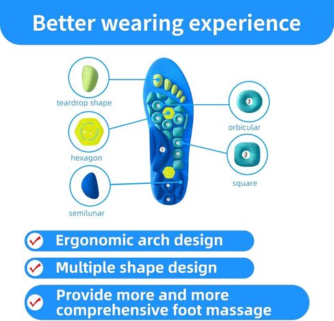 Magnetic Insoles, 1 Pair Acupressure Insoles for Arch Support, Shoe Insoles for Women Men, Gel Insoles Reflexology Relieve Fatigue Orthopedic Acupoint (Blue, 40-43) in Saudi Arabia
