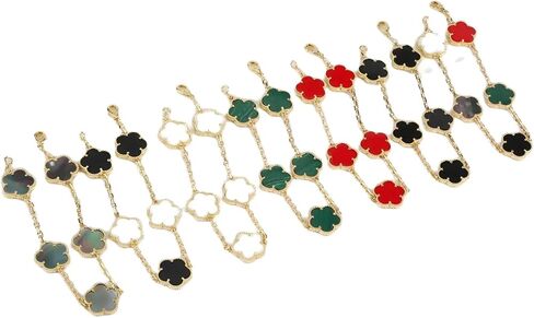 18K Gold Plated Clover Lucky Bracelet for Women: White/Black/Red/Green/Multicolor Link Bracelets, Jewelry Women in Saudi Arabia