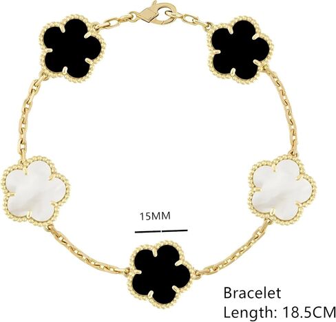 18K Gold Plated Clover Lucky Bracelet for Women: White/Black/Red/Green/Multicolor Link Bracelets, Jewelry Women in Saudi Arabia