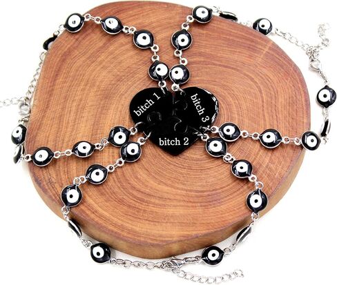 3 in 1 Puzzle Heart Bracelet Set Collection | Stainless Steel Multi-Color and Black Evil Eye Bracelets | Adjustable Friendship, Family, and Love Jewelry | Three-in-One Protection and Lucky Wristbands in Saudi Arabia