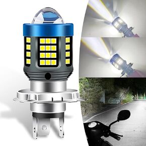 لمبة LED ijuicy H4، 1200LM 6000K 3030 رقاقة عالية/منخفضة الشعاع H4 مع عدسة، IP68 لمبة إضاءة أمامية فائقة السطوع مقاومة للماء، عالمية لمعظم الدراجات النارية للسيارات (أبيض) in Kuwait
