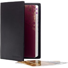 Premium Leather RFID Passport Cover & Travel Wallet with Anti-theft RFID Blocking - Brown in Saudi Arabia