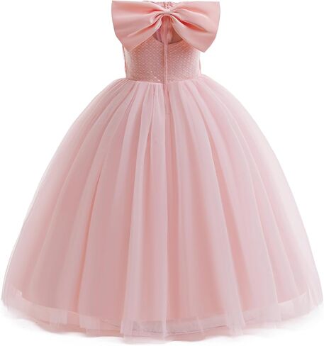 Flower Girls Sequin Tulle Dress Fairy Princess Party Bridesmaid Formal Wedding Kids Pageant Birthday Ball Gown in Saudi Arabia