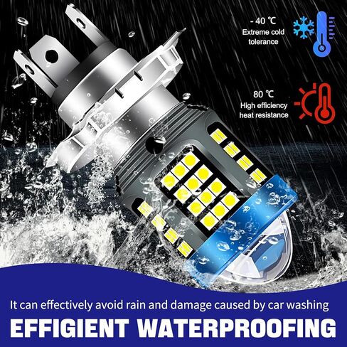 ijuicy H4 Led Bulb, 1200LM 6000K 3030 Chips Hi/Low Beam H4 Bulb with Lens, IP68 Waterproof Super Bright Front Lighting Bulb, Universal for Most Cars Motorcycles (White) in Saudi Arabia