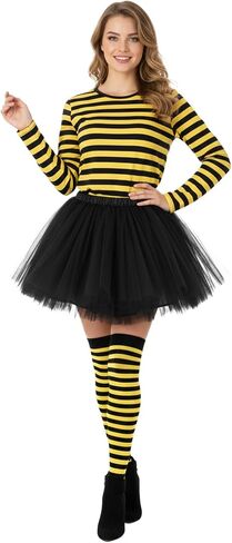 Jadive Women Christmas Costume Set Red Striped T Shirt Tutu Skirt Striped Socks for Christmas Holiday Dress Party in Kuwait