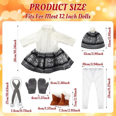 6 Pcs Winter Doll Clothes and Accessories Set 18 Inches Christmas Doll Outfits Xmas Costumes Included Sweats Dress Trousers Hat Shoes Scarf Gloves for Party Favors Girl Gift (Deer,Red) in Saudi Arabia