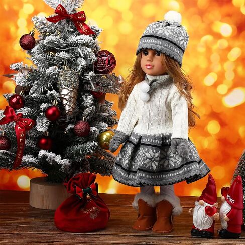 6 Pcs Winter Doll Clothes and Accessories Set 18 Inches Christmas Doll Outfits Xmas Costumes Included Sweats Dress Trousers Hat Shoes Scarf Gloves for Party Favors Girl Gift (Deer,Red) in Saudi Arabia