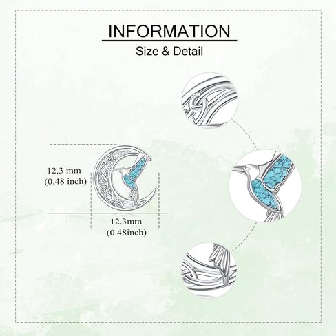 URONE Butterfly/Hummingbird/Dragonfly Earrings 925 Sterling Silver Celtic Moon Stud Earrings Turquoise Butterfly/Hummingbird/Dragonfly Jewelry Gifts For Women in Saudi Arabia