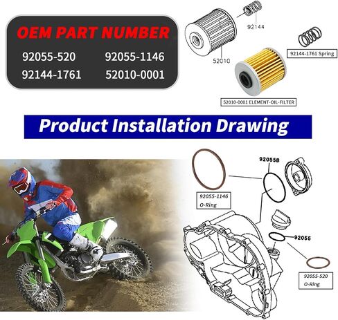 5 قطعة مجموعة استبدال وسائط فلتر الزيت لكاواساكي KX250 2019-2025 KX250F 2005-2020 سوزوكي RMZ250 2004-2006 KX/RMZ/250/250F in Saudi Arabia