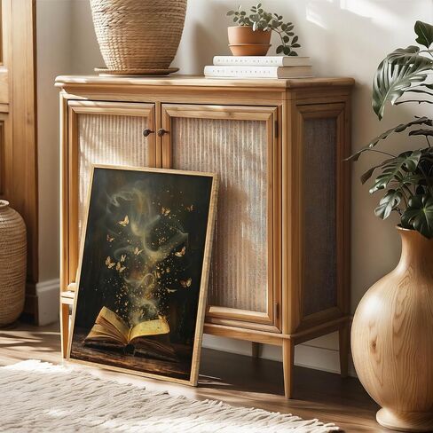 Framed Moody Victorian Bookish Wall Art Dark Academia Library Canvas Wall Decor Picture Vintage Reading Nook Butterfly Aesthetic Painting Poster Print for Gallery Library Bookstore Decoration 8x10in in Saudi Arabia