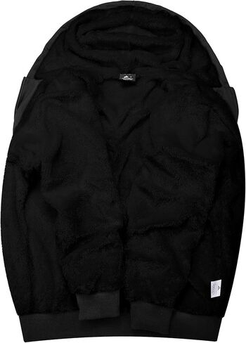 سترة بغطاء للرأس من الفلانيل للرجال ثقيلة الوزن من الصوف، سترة مبطنة بسحاب كامل وسميك من الشيربا in Kuwait