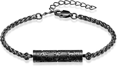 shajwo Cremation Jewelry Sunflower Cylinder Urn Bracelet for Human Ashes for Women Adjustable Memorial Keepsake Link Bracelet in Saudi Arabia