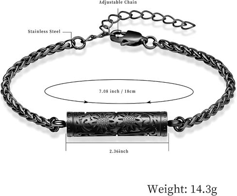 shajwo Cremation Jewelry Sunflower Cylinder Urn Bracelet for Human Ashes for Women Adjustable Memorial Keepsake Link Bracelet in Saudi Arabia
