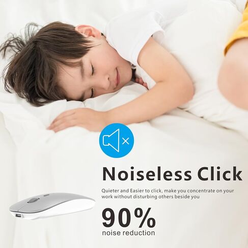 ماوس بلوتوث لاسلكي قابل لإعادة الشحن لأجهزة MacBook Pro/Air/iPad Air/iPad Pro/Laptop/Tablet/iPhone/PC، بلوتوث 5.2/3.0 و2.4 جيجا هرتز ماوس مزدوج الوضع، أسود in Kuwait