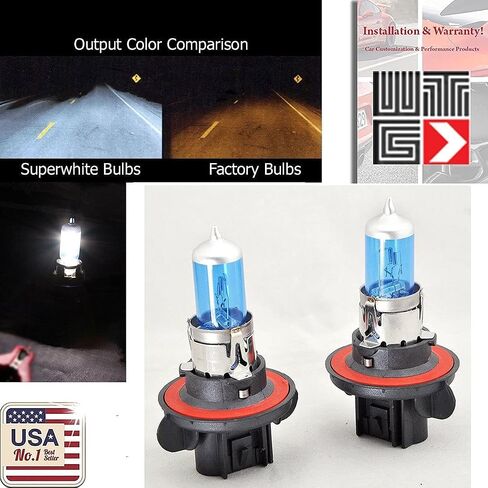 WTG H13 9008 100W Super White Xenon Halogen Headlight Bulbs – High/Low Beam, 5000K Bright White, Long-Lasting, DOT Approved, Vehicle-Specific Fit (2-Pack) in Saudi Arabia