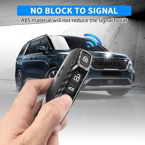 QBUC لغطاء Kia Key Fob، حافظة مفتاح Fob لكيا Ceed Cerato Forte NIRO Seltos Sorento Soul Sportage 2021، حامل حماية عن بعد بنمط ألياف الكربون K5 Telluride (أسود) in Kuwait