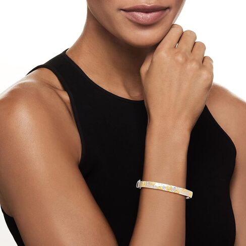 Ross-Simons Diamond Sunflower Bangle Bracelet in 2-Tone Sterling Silver in Saudi Arabia
