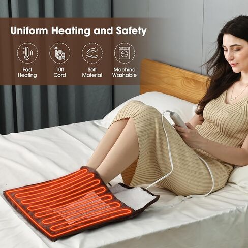 WarmMist Electric Heated Foot Warmers,22"×20" Heating Pad for Feet with 3 Heat Settings,ETL Certified Feet Warmer for Women and Men,Back and Legs,Auto Shut Off,Birthday Christmas Gifts,Brown in Saudi Arabia