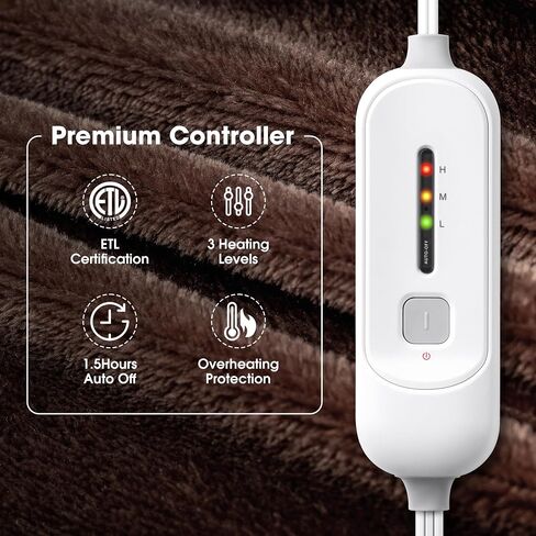 WarmMist Electric Heated Foot Warmers,22"×20" Heating Pad for Feet with 3 Heat Settings,ETL Certified Feet Warmer for Women and Men,Back and Legs,Auto Shut Off,Birthday Christmas Gifts,Brown in Saudi Arabia