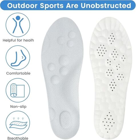 SAFIGLE Shock-Absorbing Insoles for Men and Women 4D Cushioning Arch Support Comfortable Foot Pads for Running Sports and Daily Use Grey 9.65X3.35X0.91 Inches in Saudi Arabia