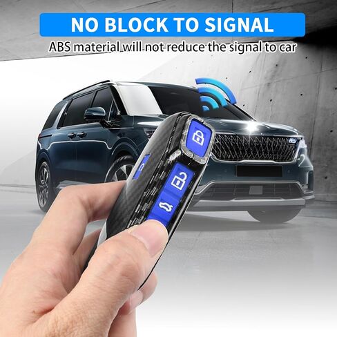QBUC لغطاء Kia Key Fob، حافظة مفتاح Fob لكيا Ceed Cerato Forte NIRO Seltos Sorento Soul Sportage 2021، حامل حماية عن بعد بنمط ألياف الكربون K5 Telluride (أسود) in Kuwait