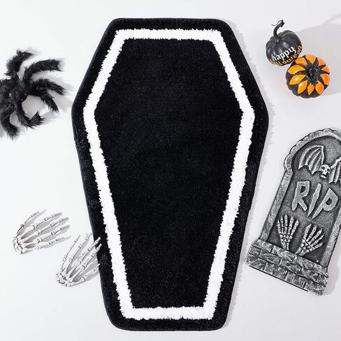 سجادة حمام TRUEDAYS باللون الوردي - سجادة حمام ناعمة وأنيقة للفتيات، ديكور مرح على الطراز القوطي للهالوين - سجادة حمام أنيقة غير قابلة للانزلاق للحمام بأجواء لطيفة in Kuwait