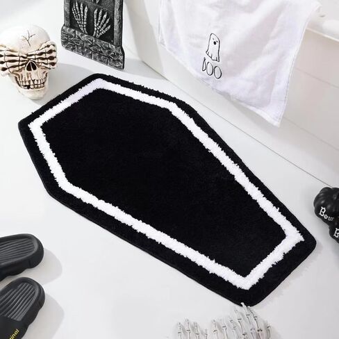 سجادة حمام TRUEDAYS باللون الوردي - سجادة حمام ناعمة وأنيقة للفتيات، ديكور مرح على الطراز القوطي للهالوين - سجادة حمام أنيقة غير قابلة للانزلاق للحمام بأجواء لطيفة in Kuwait