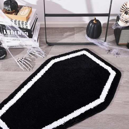 سجادة حمام TRUEDAYS باللون الوردي - سجادة حمام ناعمة وأنيقة للفتيات، ديكور مرح على الطراز القوطي للهالوين - سجادة حمام أنيقة غير قابلة للانزلاق للحمام بأجواء لطيفة in Kuwait