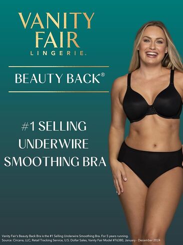 Vanity Fair Women's Full Figure Beauty Back Smoothing Bra, 4-Way Stretch Fabric, Lightly Lined Cups Up to H in Saudi Arabia