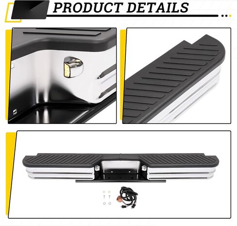 KUAFU Rear Bumper with Lights Compatible with 1967-1998 Chevy Chevrolet GMC C/K Dodge Fleetside Ram charger Ford Bronco F-Series Chrome Powder Coated Lights Included W/O License Plate Mounting in Saudi Arabia