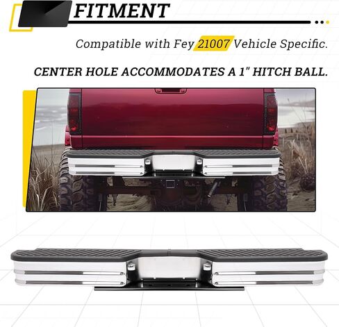 KUAFU Rear Bumper with Lights Compatible with 1967-1998 Chevy Chevrolet GMC C/K Dodge Fleetside Ram charger Ford Bronco F-Series Chrome Powder Coated Lights Included W/O License Plate Mounting in Saudi Arabia