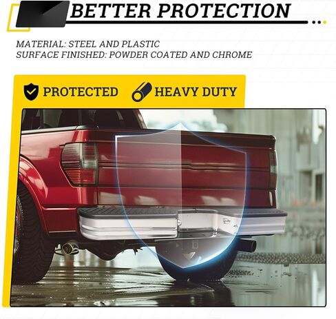 KUAFU Rear Bumper with Lights Compatible with 1967-1998 Chevy Chevrolet GMC C/K Dodge Fleetside Ram charger Ford Bronco F-Series Chrome Powder Coated Lights Included W/O License Plate Mounting in Saudi Arabia
