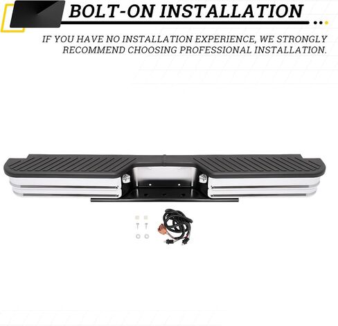 KUAFU Rear Bumper with Lights Compatible with 1967-1998 Chevy Chevrolet GMC C/K Dodge Fleetside Ram charger Ford Bronco F-Series Chrome Powder Coated Lights Included W/O License Plate Mounting in Saudi Arabia