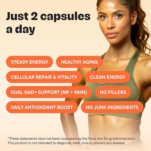 NAD+ Support Complex – NMN + NR Formula with Resveratrol, CoQ10, Quercetin & Black Pepper – Cellular Energy & Wellness – Vegan, Non-GMO, 60 Capsules in Saudi Arabia