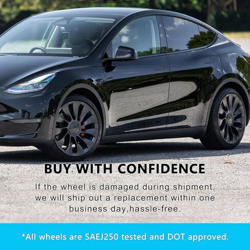 حافة عجلة جديدة مقاس 21 بوصة لطراز تسلا Y 2020-2024 مقاس 21 × 9.5 بوصة جنوط عجلة بديلة سوداء واحدة in Kuwait