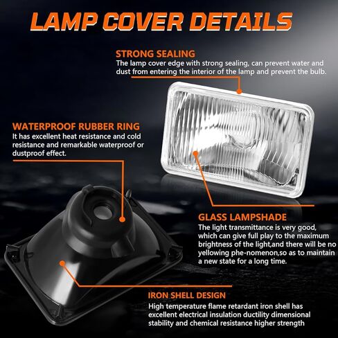 4pcs 4x6 Inch H4651 H4652 H4656 H4666 H6545 Headlights Housing + H4/9003 High Low Beam Bulbs Compatible with Cars,Truck and Van,OEM Style Original Classic Look Conversion Assembly in Kuwait